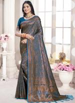 Silk Blue Festival Wear Weaving Saree